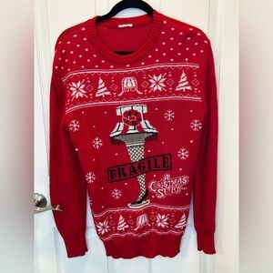 A Christmas Story movie red Leg Lamp sweater size‎ small 100% acrylic